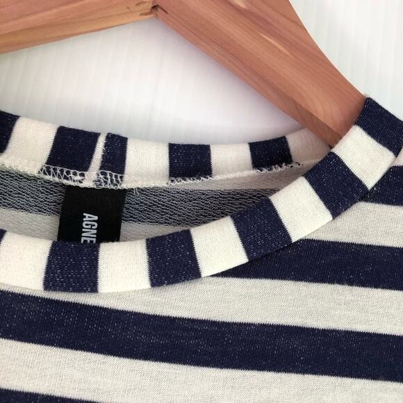 Agnes & Dora striped tee with ties on the sleeves navy and cream size XS t-shirt - Picture 6 of 8